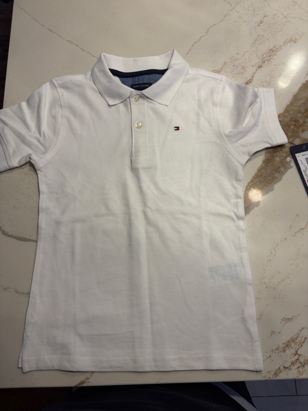 Tommy Hilfiger White Kids Polo with Signature Flag
